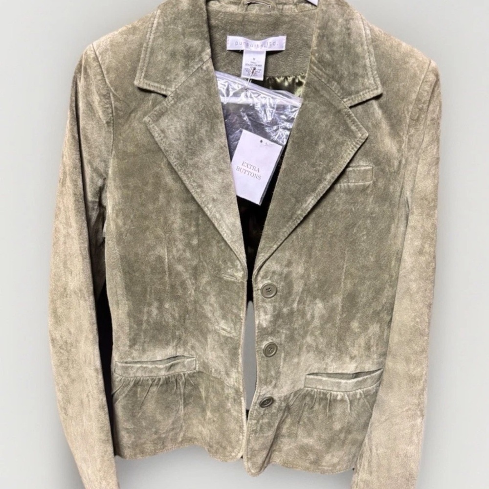 Pursuit Ltd Genuine Leather Lining Women's Olive Green Blazer